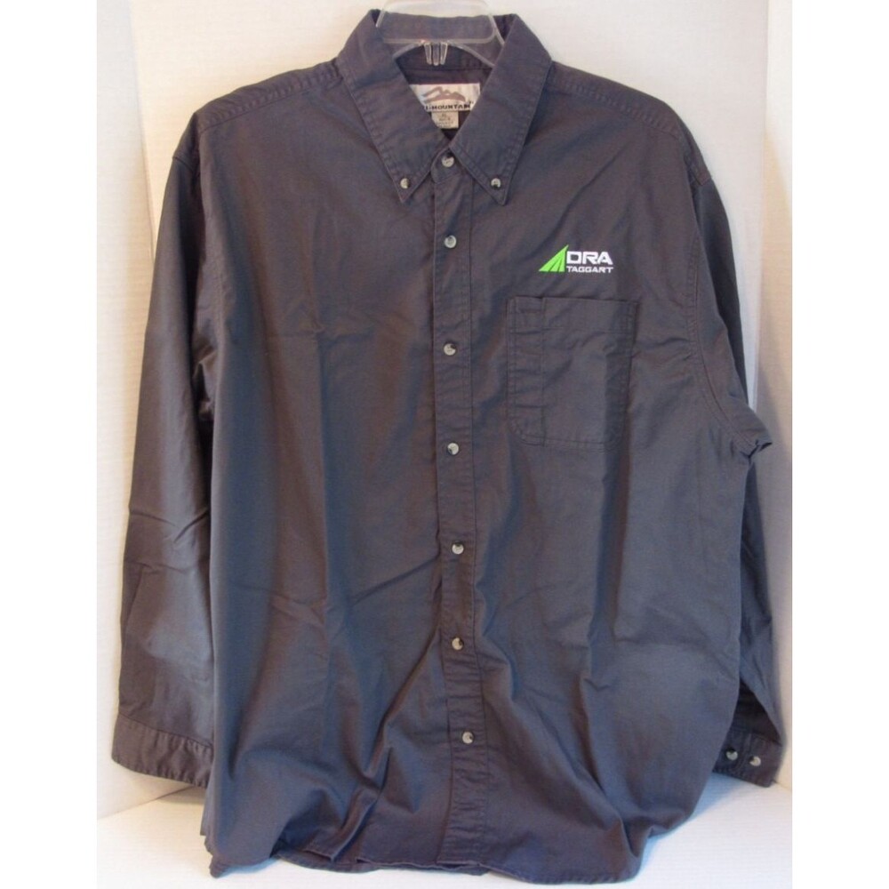 Tri-Mountain Gray Button-Down Long Sleeve Mens XL Heavy Duty Workwear Shirt